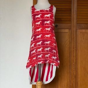 Paper Wings | Red Horse Print High-Low Tank Dress | 5